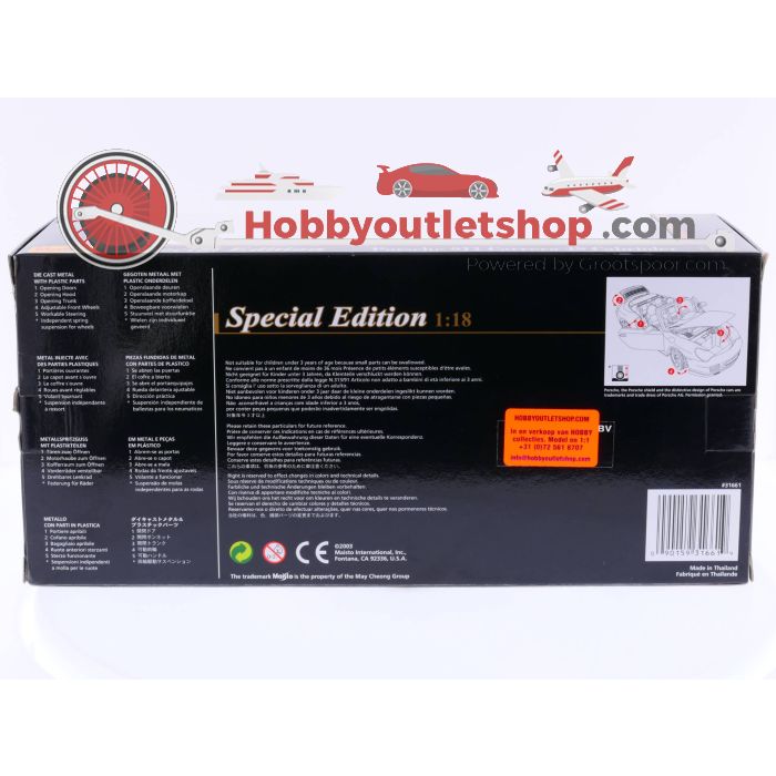 Schaal 1:18 Maisto 31661 Carrera 4S Cabriolet          #221 - sku: 20220503041652 - Gebruikt - Zo goed als nieuw - Afbeelding 9